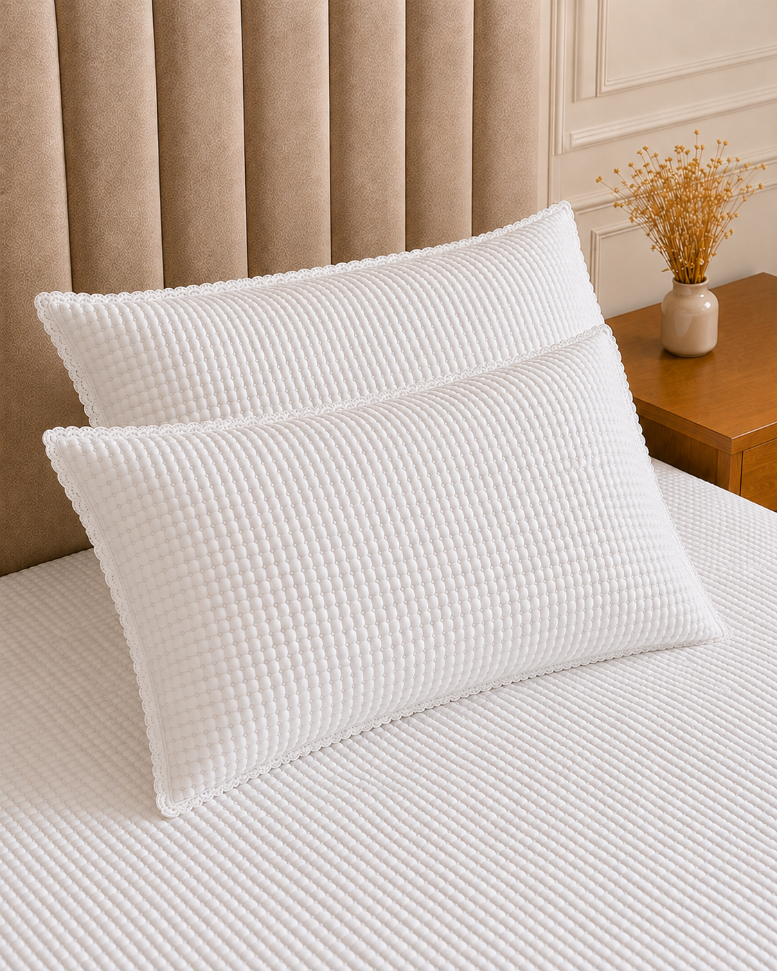 Kit cobre-leito matelassê off white dobrado com porta-travesseiros (2 unidades)