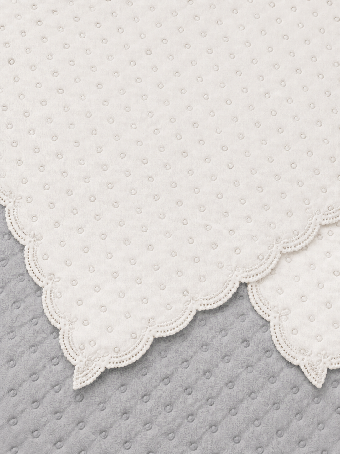 Textura do ponto matelassê ultrassônico cinza com verso branco